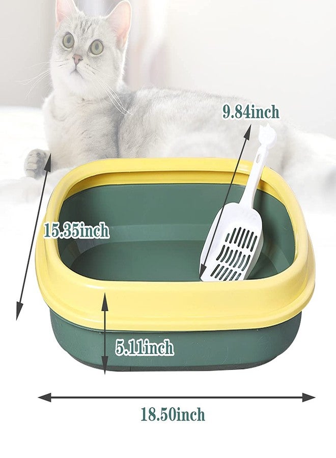 Pups&Pets Cat Litter Tray with Rim/Semi Closed Style of Cat Litter Basin (Green) - Image 5